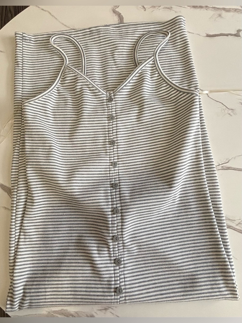 💙 Preloved Medium Midi Dress gray and white striped